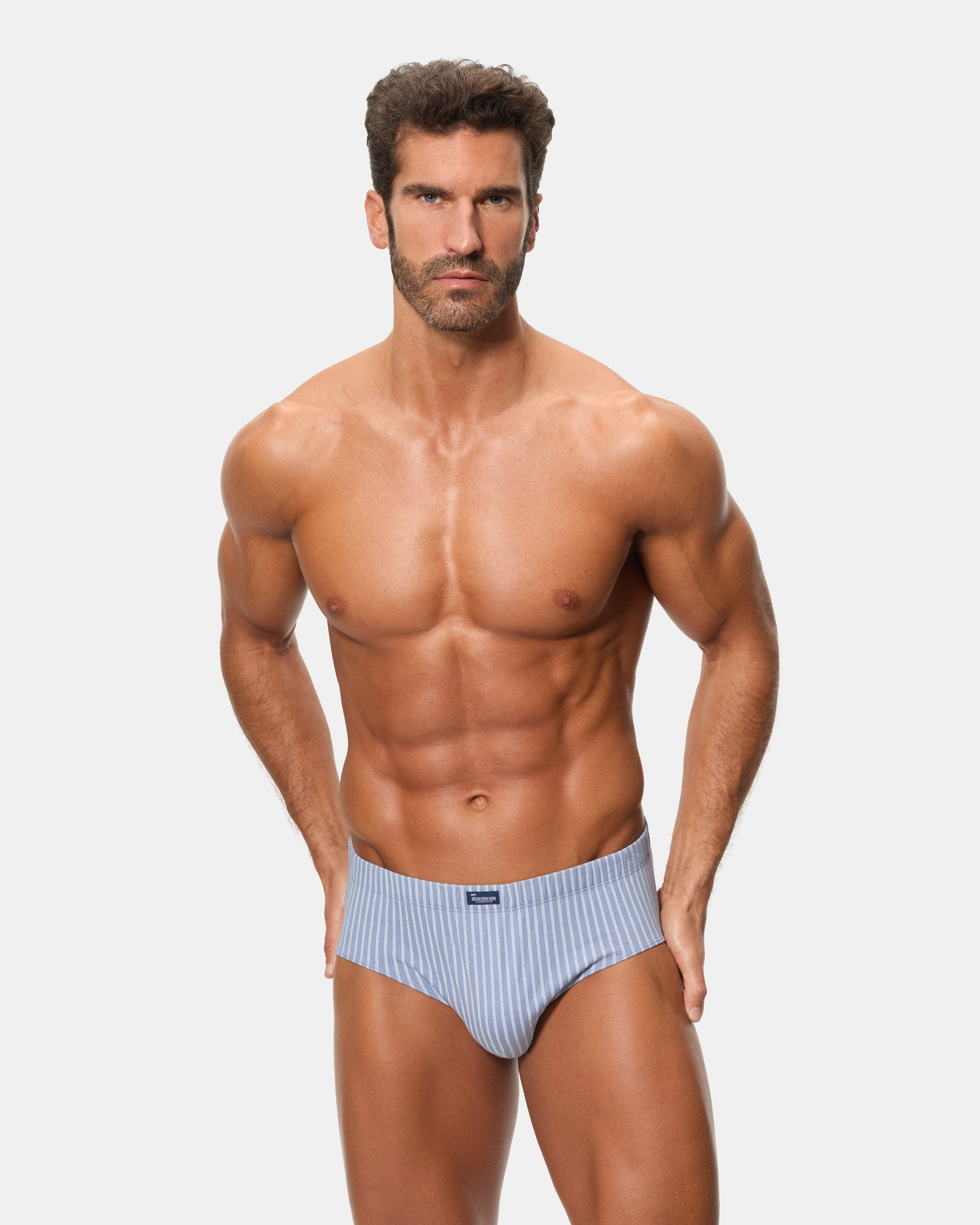 Abanderado Pack 3 Slips Semicortos Algodón 100% Estampados azul rayas y puntos hombre