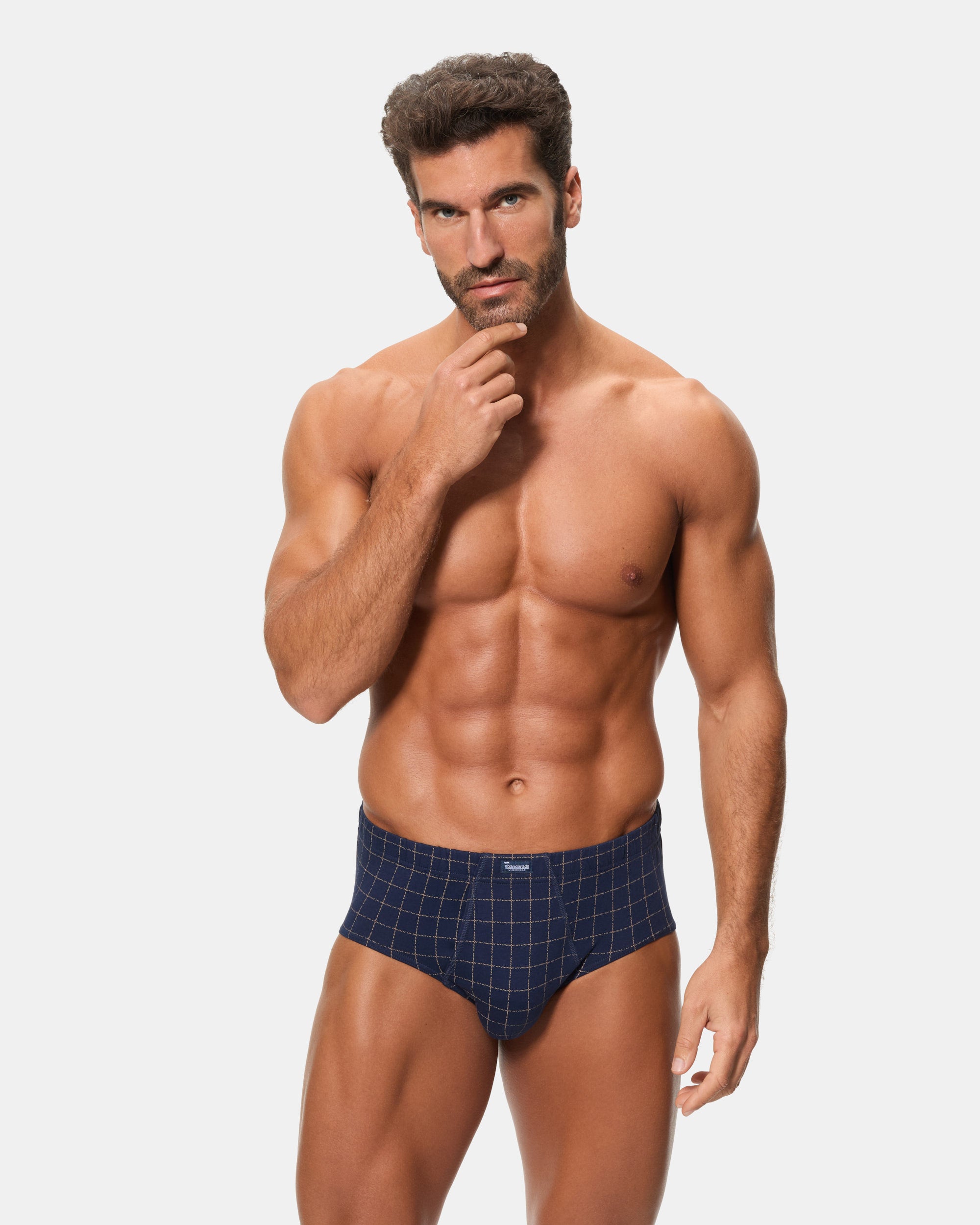 Abanderado Pack of 3 100% Cotton Open Briefs with Dark Geo Prints for Men