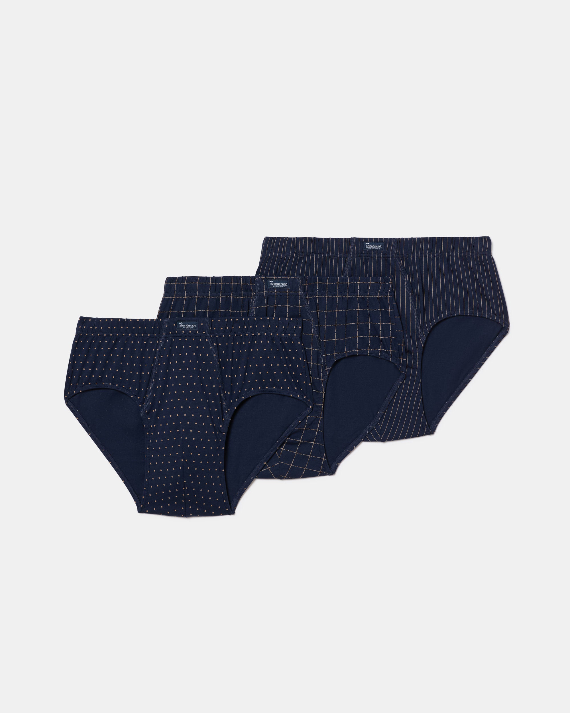 Abanderado Pack of 3 100% Cotton Open Briefs with Dark Geo Prints for Men