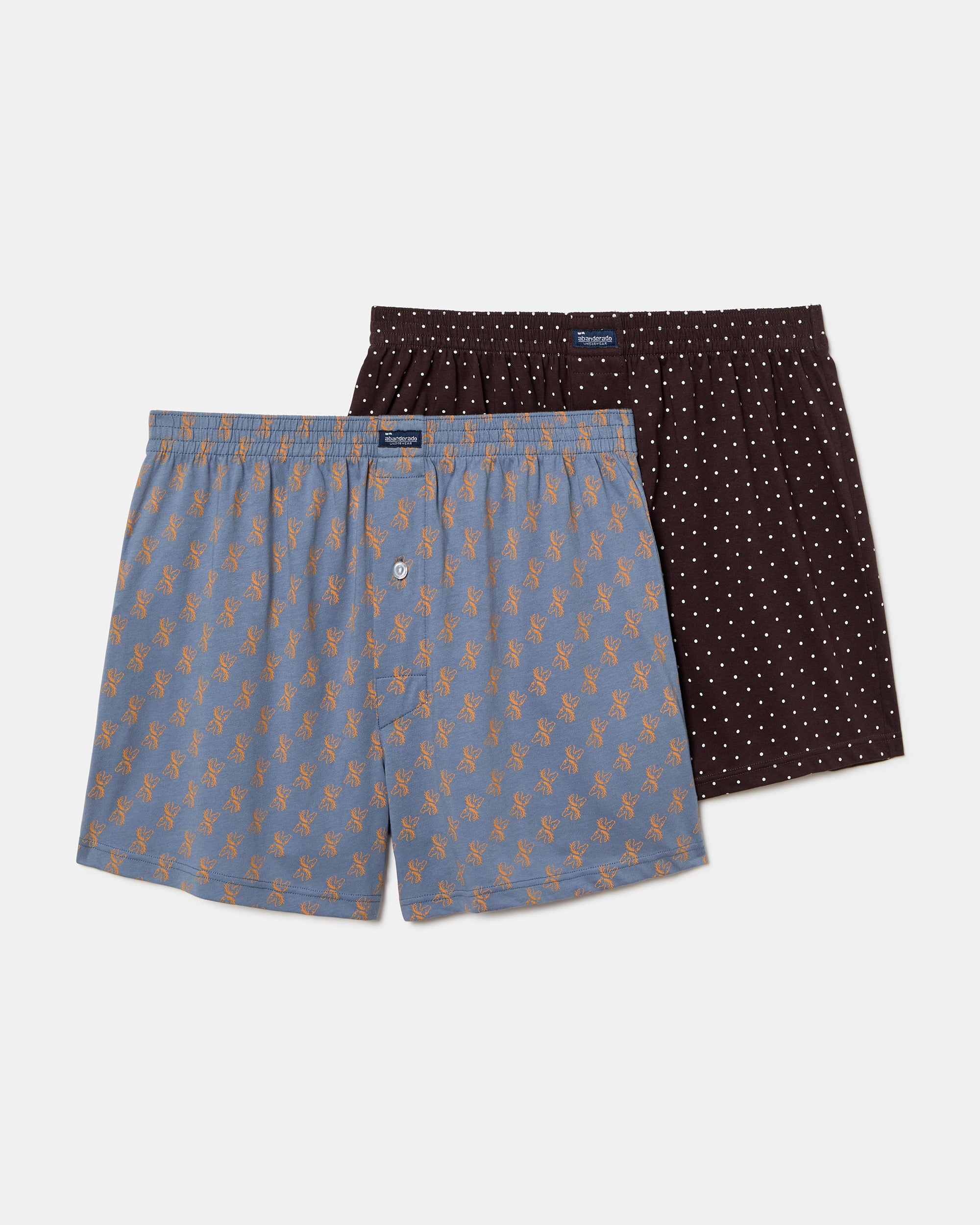 Abanderado Pack 2 Bóxers Abiertos Algodón 100% Estampados café y gris piedra hombre