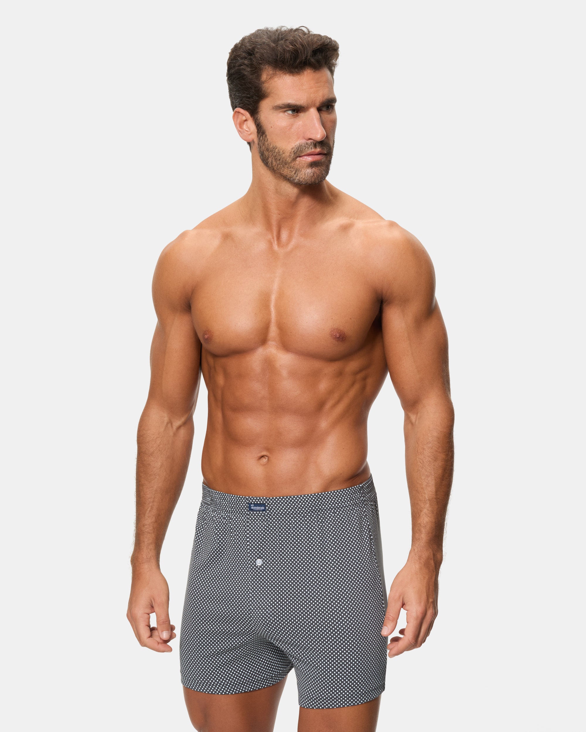 Abanderado Pack 2 Bóxers Abiertos Algodón 100% Estampados gris con puntitos y cuadros hombre