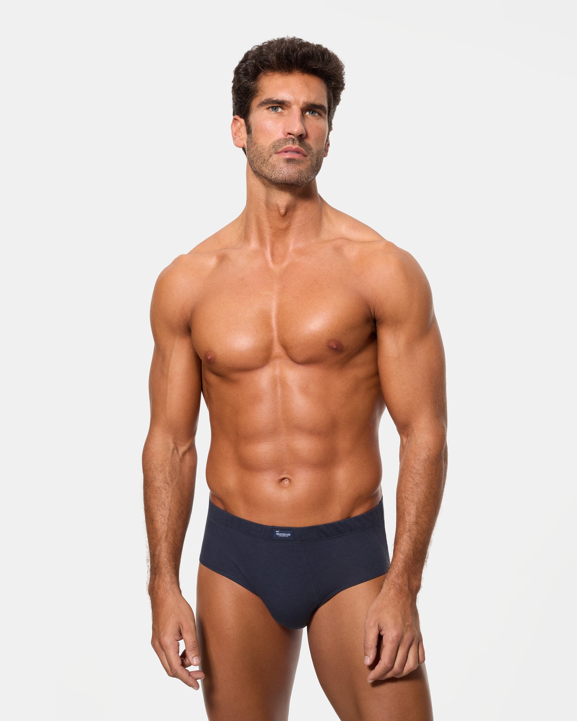 Abanderado Pack 4 Slip Semicorto Algodón 100% azul marino hombre
