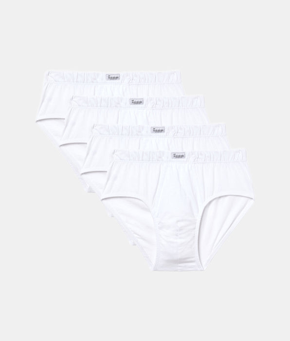 Abanderado Pack of 4 100% white cotton open briefs for men
