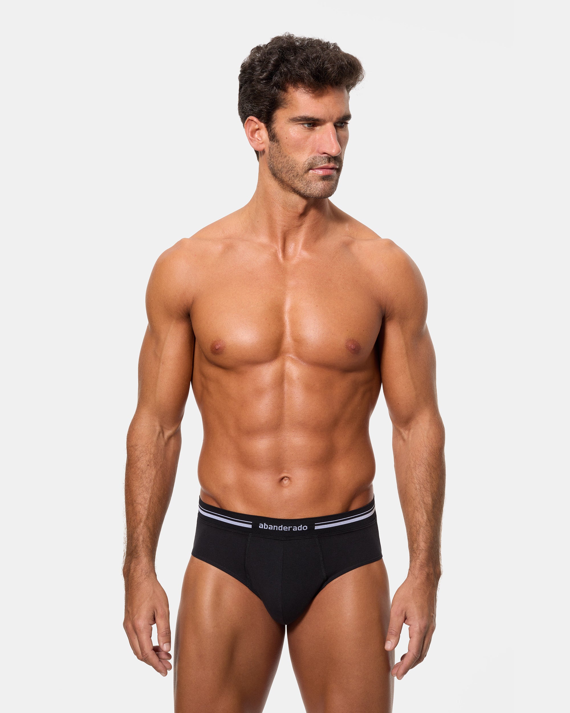 Abanderado Slip Cerrado Cintura Extra Suave Algodón Elástico negro hombre