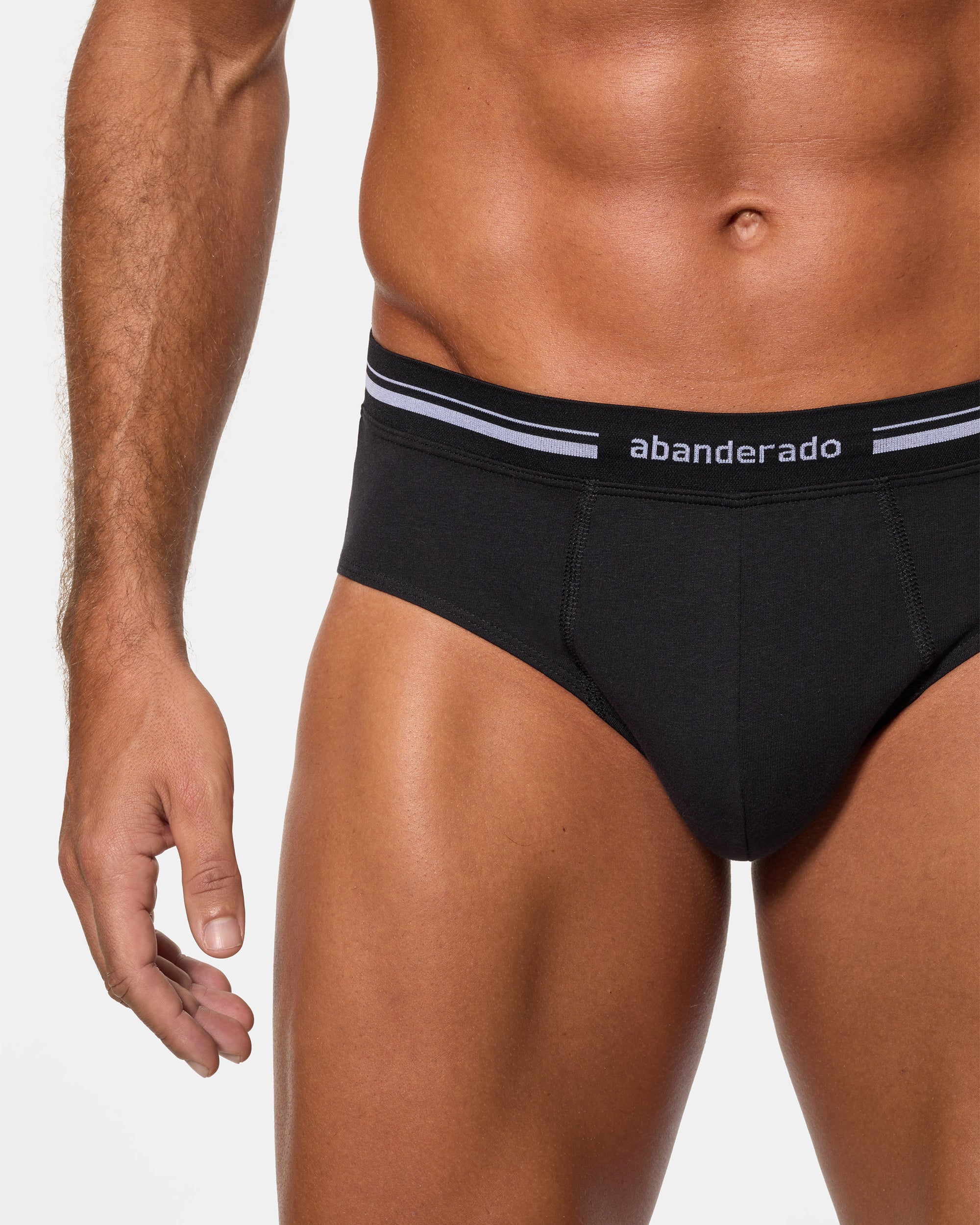 Abanderado Slip Cerrado Cintura Extra Suave Algodón Elástico negro hombre