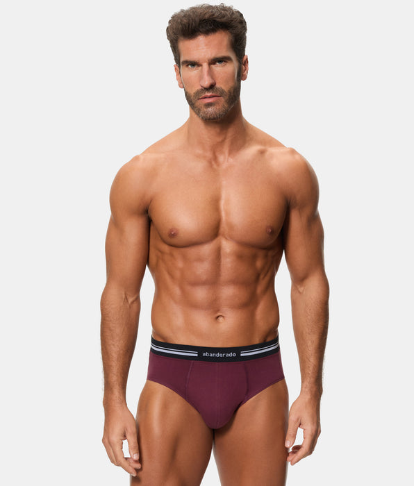 Abanderado Men's Extra Soft Elastic Cotton Plum Closed Waist Brief