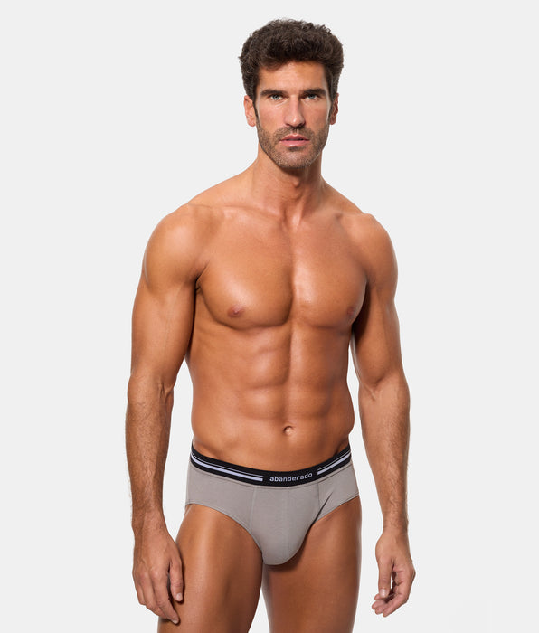 Abanderado Men's Extra Soft Elastic Cotton Closed Waist Brief Dark Grey