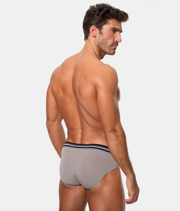 Abanderado Men's Extra Soft Elastic Cotton Closed Waist Brief Dark Grey
