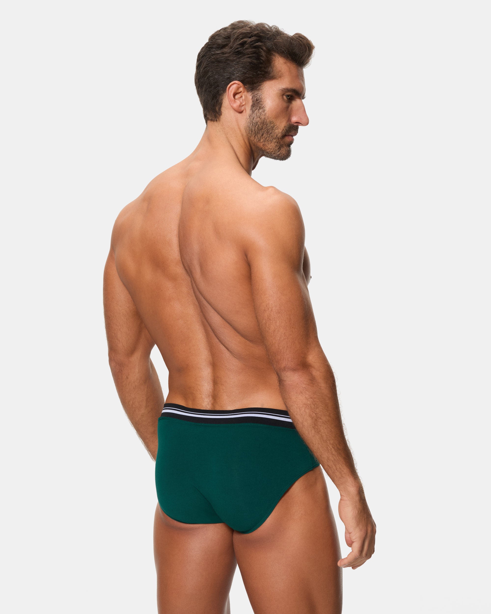 Abanderado Slip Cerrado Cintura Extra Suave Algodón Elástico verde oscuro hombre