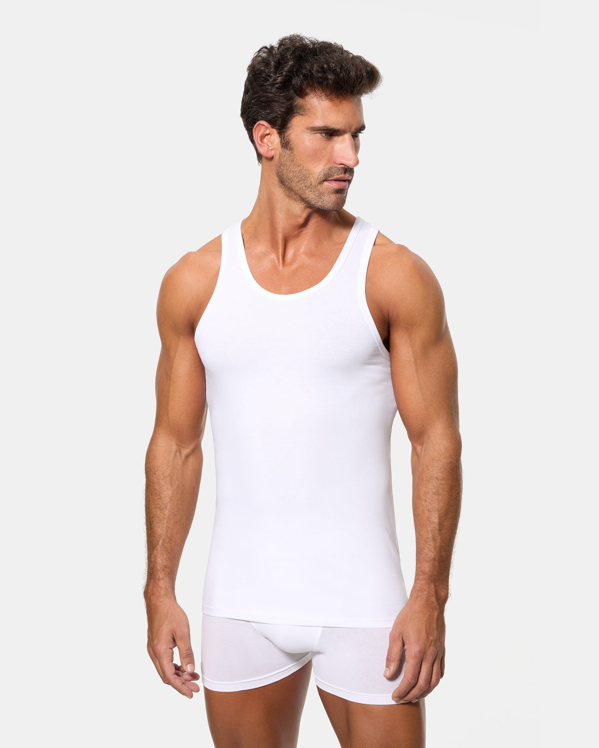 Abanderado Camiseta de Tirantes Tecnología Termorreguladora Regul'activ Algodón Elástico blanca hombre
