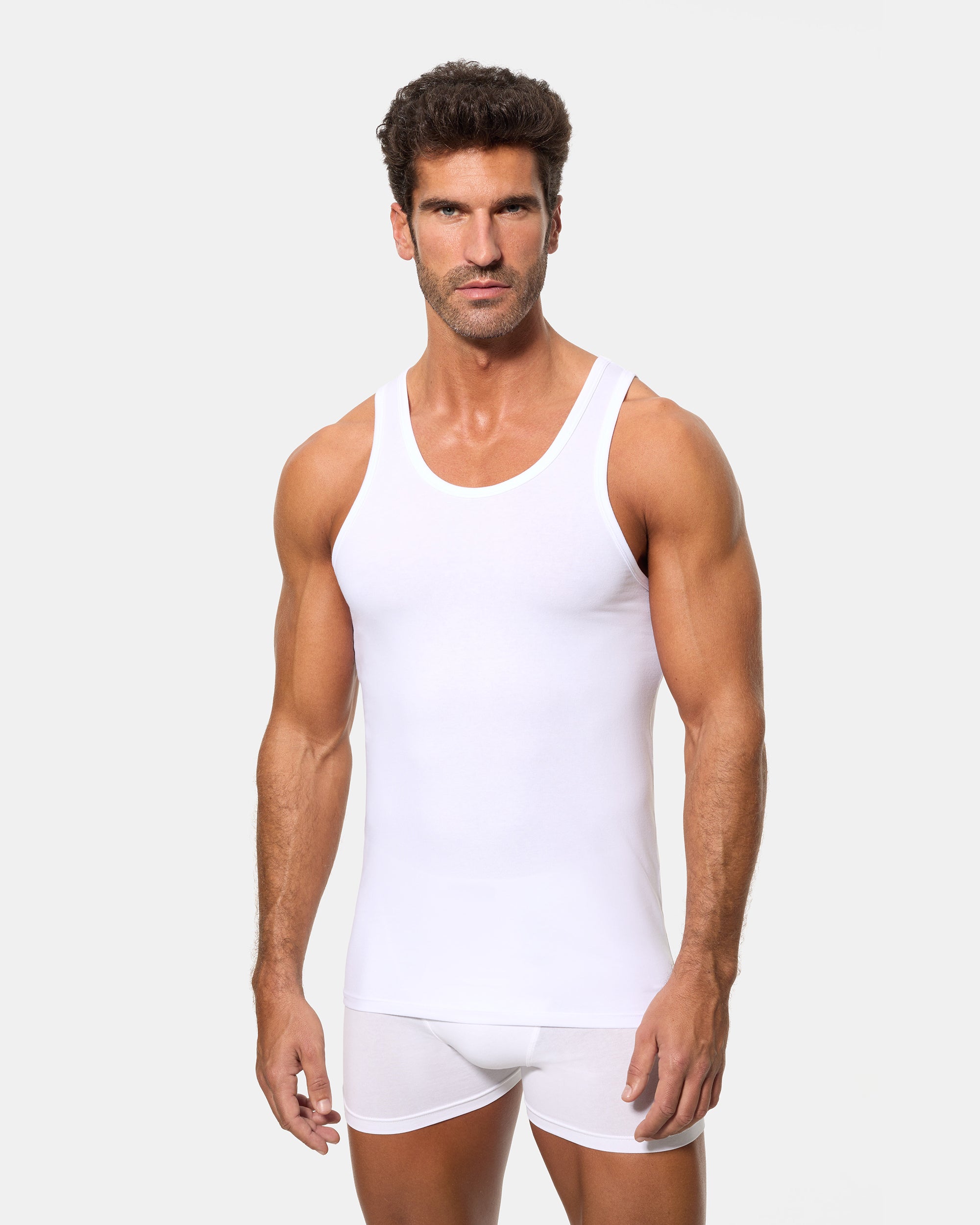 Abanderado Camiseta de Tirantes Tecnología Termorreguladora Regul'activ Algodón Elástico blanca hombre
