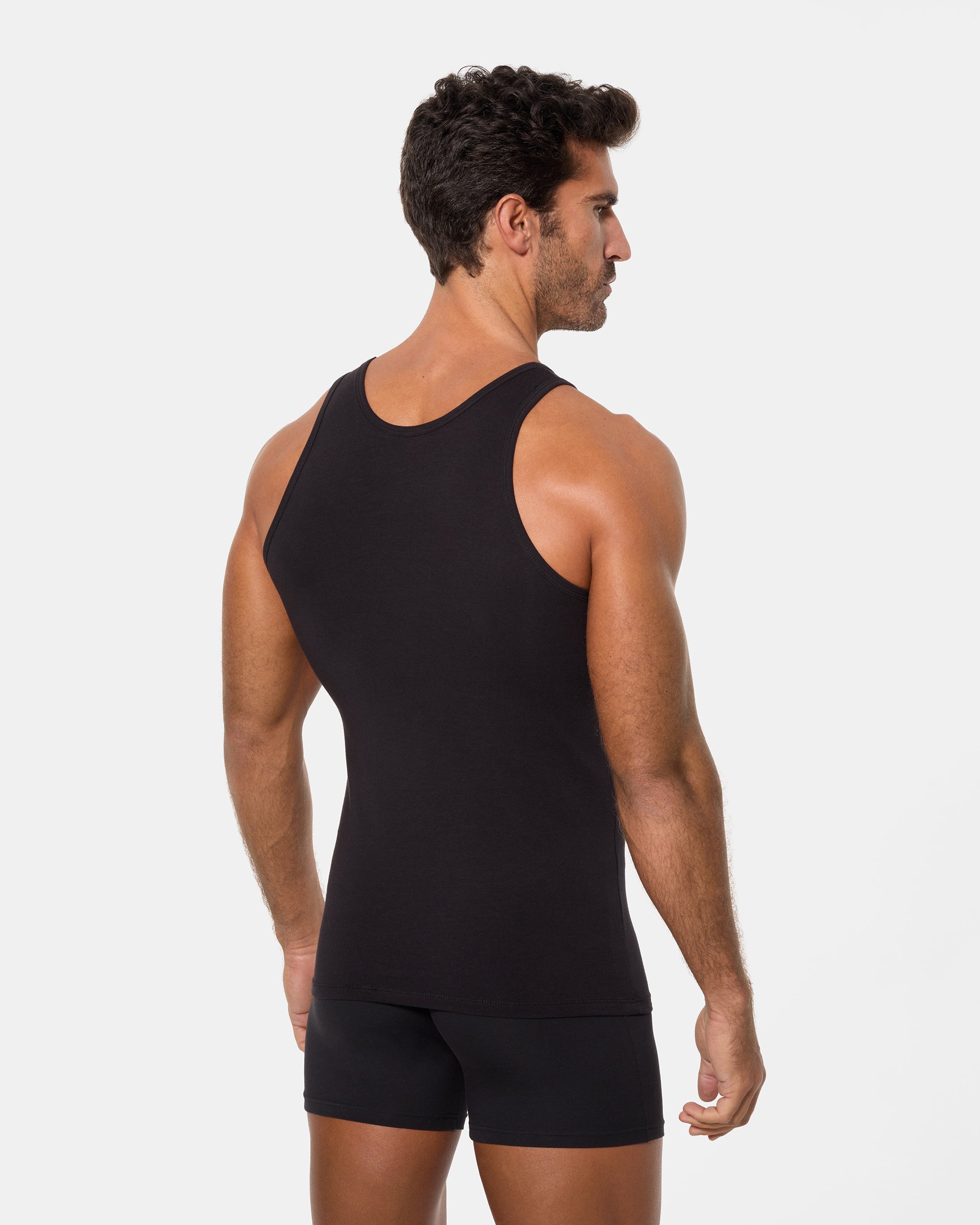 Abanderado Men's Regul'activ Thermoregulatory Technology Stretch Cotton Tank Top in Black