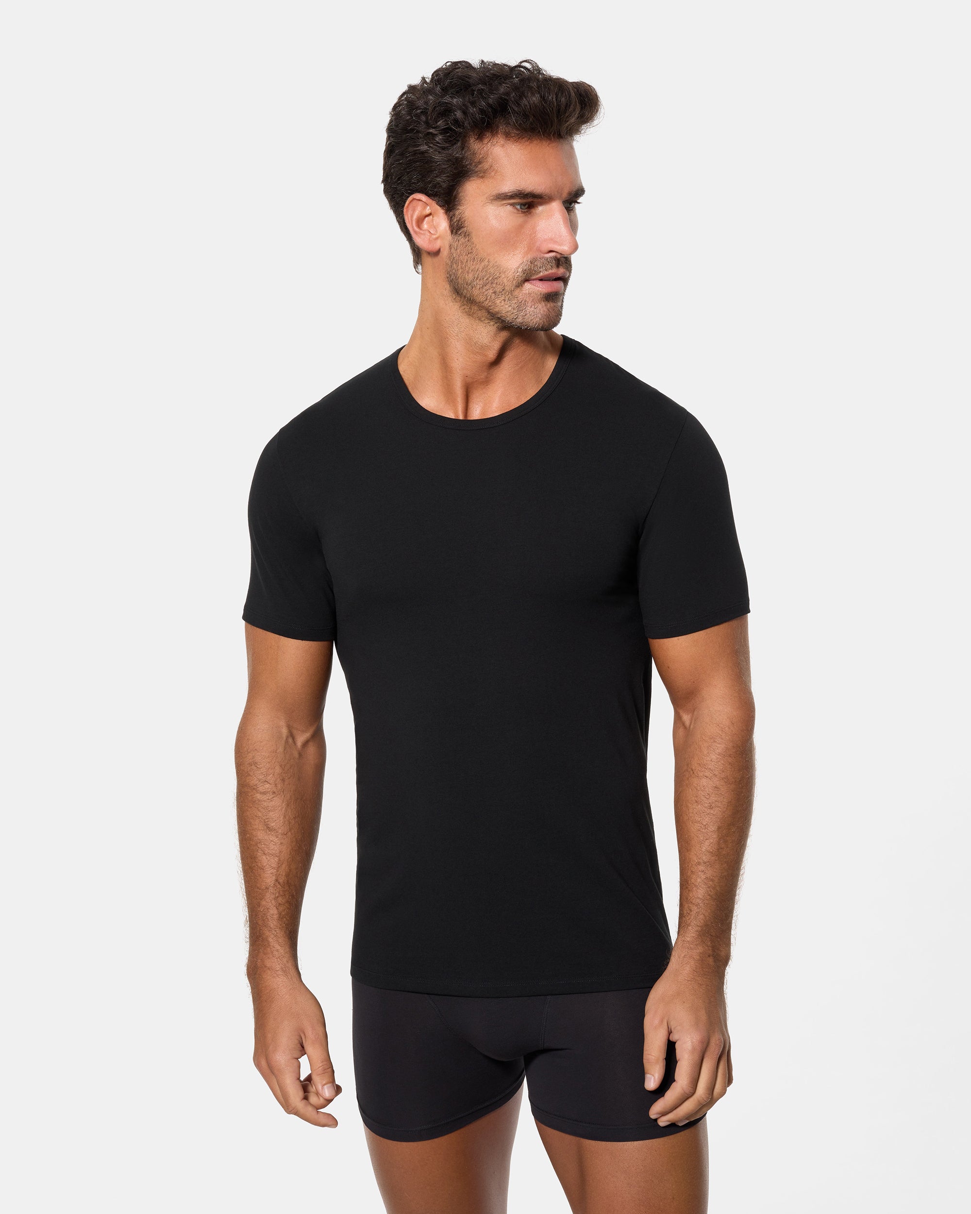 Abanderado Camiseta de Manga Corta Cuello Redondo Tecnología Termorreguladora Regul'activ Algodón Elástico negra hombre