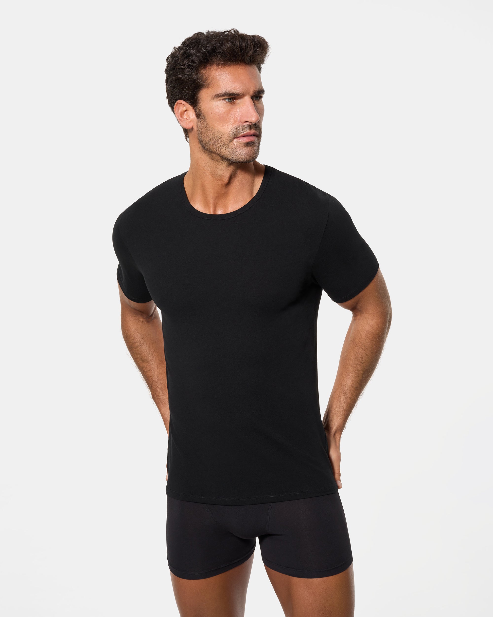 Abanderado Camiseta de Manga Corta Cuello Redondo Tecnología Termorreguladora Regul'activ Algodón Elástico negra hombre