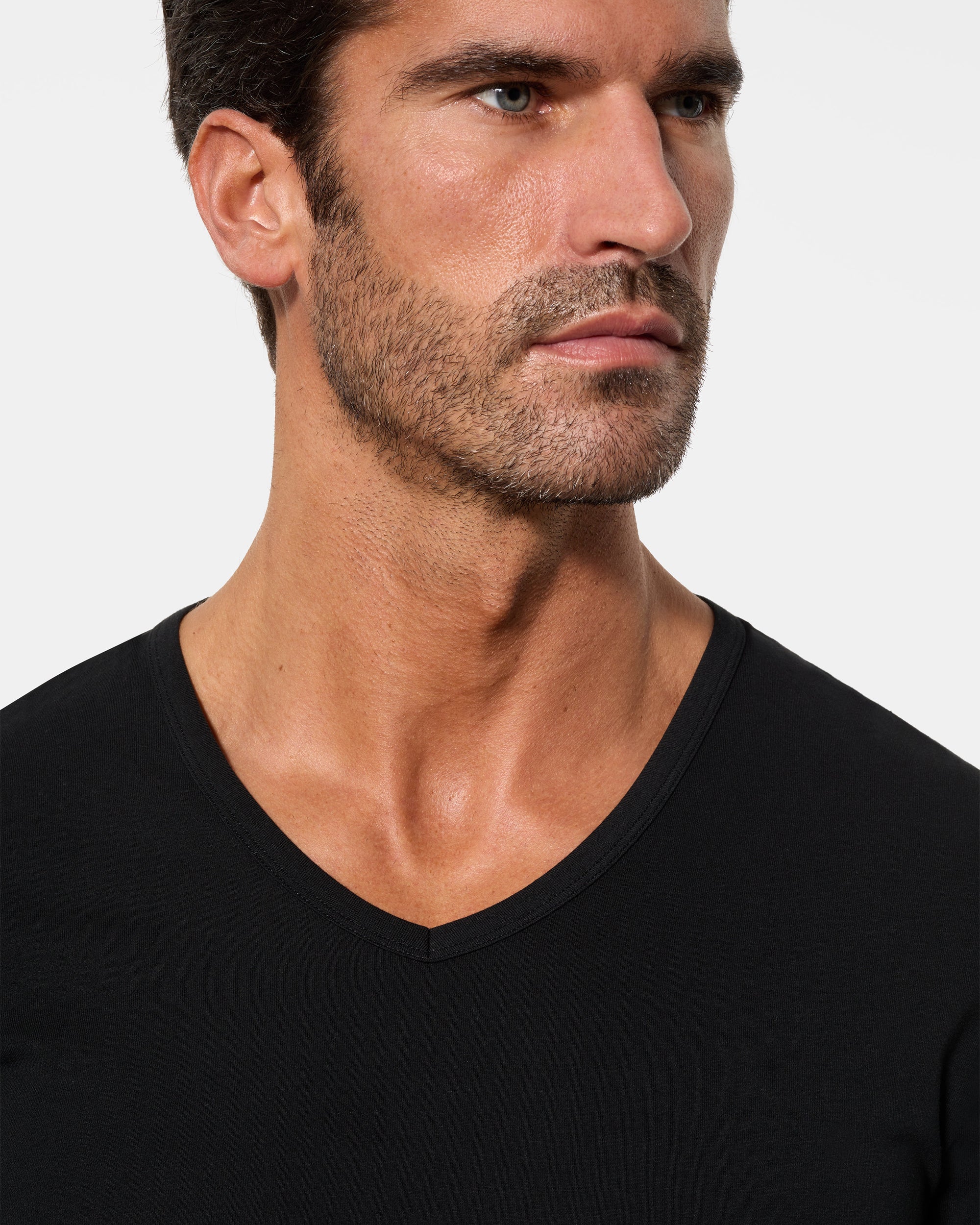 Abanderado Camiseta de Manga Larga Cuello Pico Tecnología Termorreguladora Regul'activ Algodón Elástico negra hombre