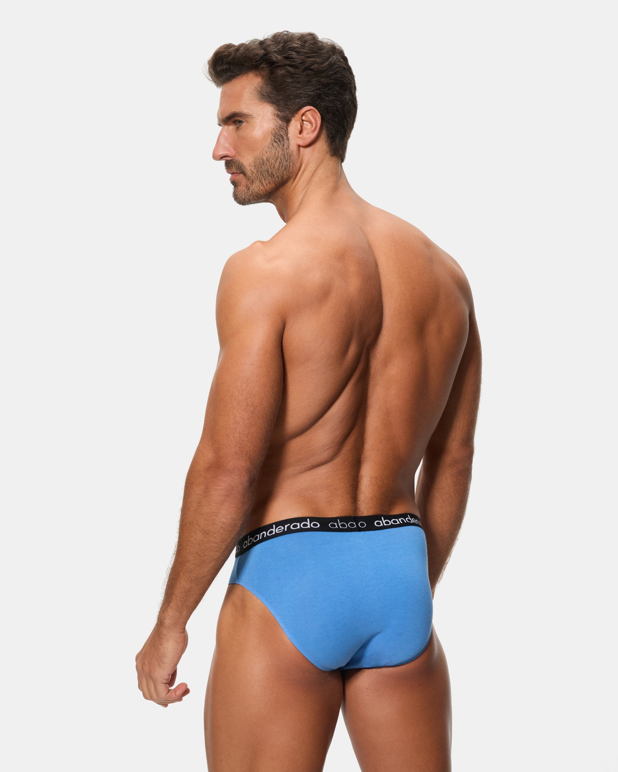 Abanderado Pack of 2 Elastic Cotton Briefs with a blue-gray and blue elastic waistband for men