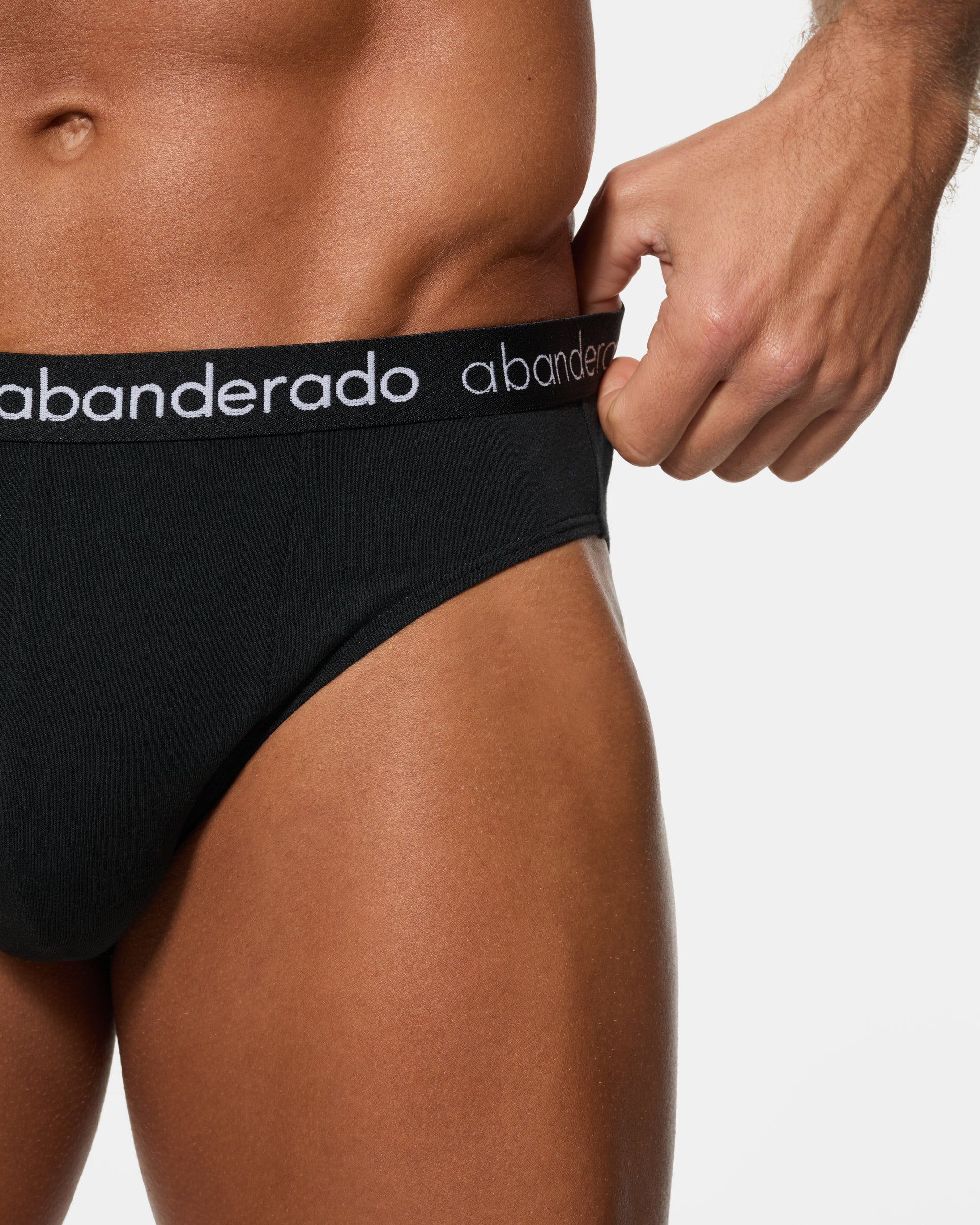 Abanderado Pack of 2 Elastic Cotton Briefs with rubber waistband, blue, grey and black for men