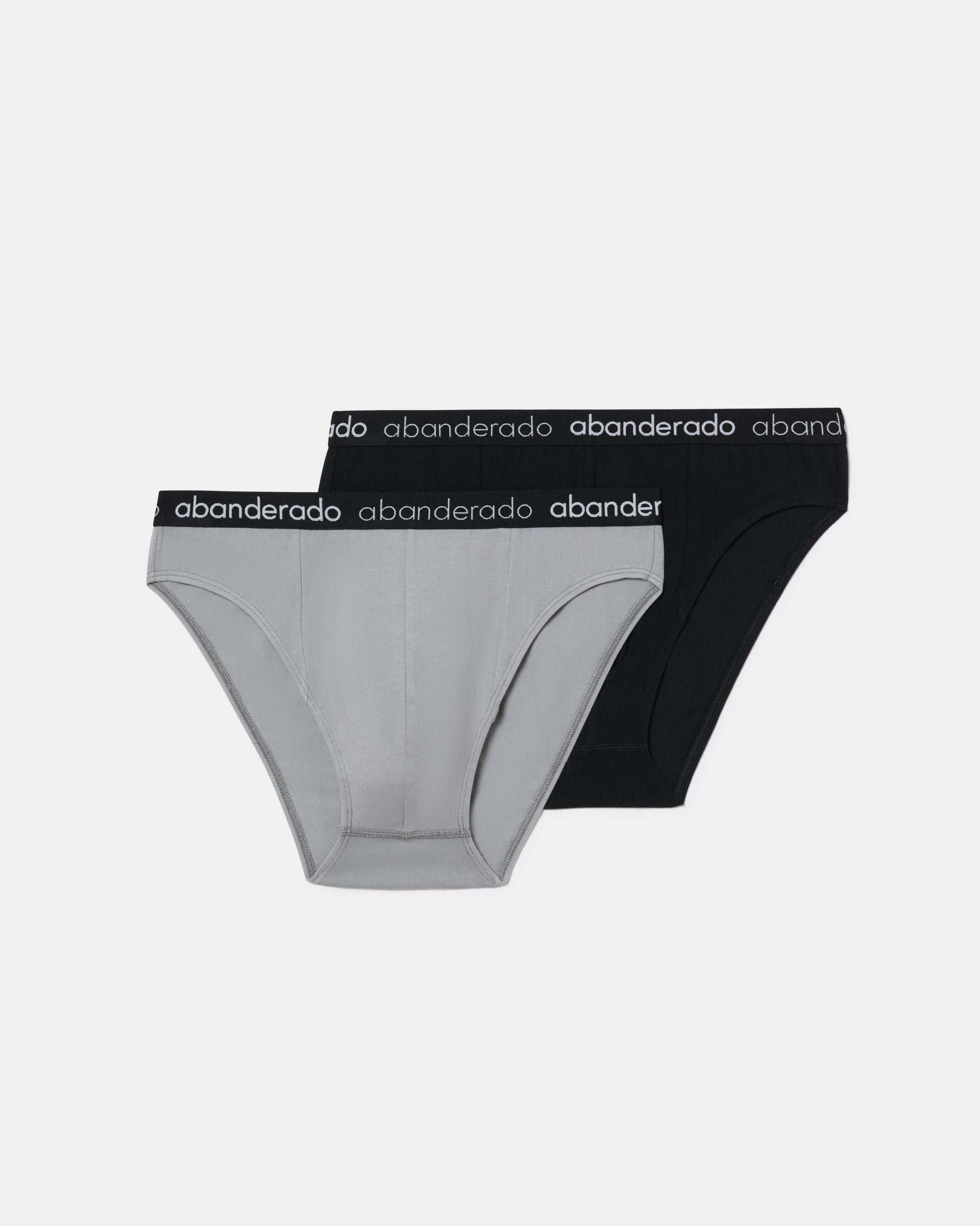 Abanderado Pack of 2 Elastic Cotton Briefs with rubber waistband, blue, grey and black for men