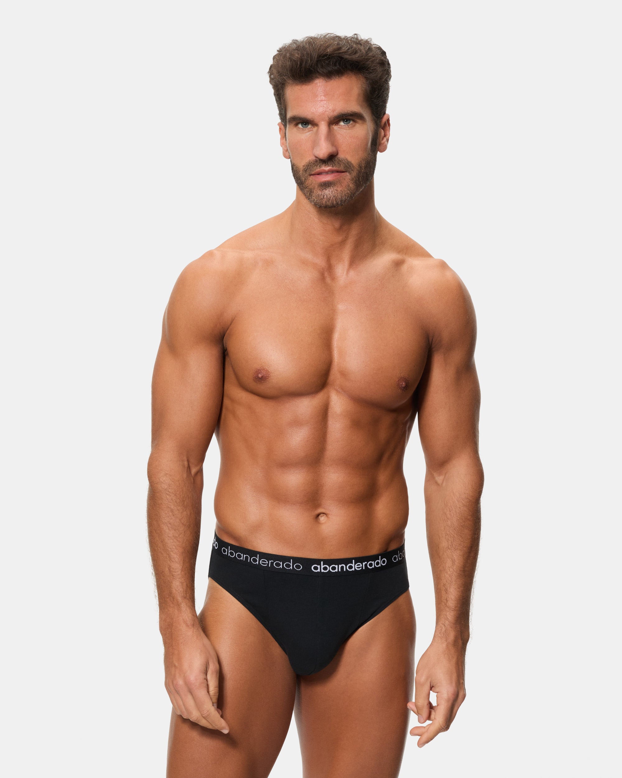 Abanderado Pack of 2 men's elastic cotton briefs with a khaki and black elastic waistband
