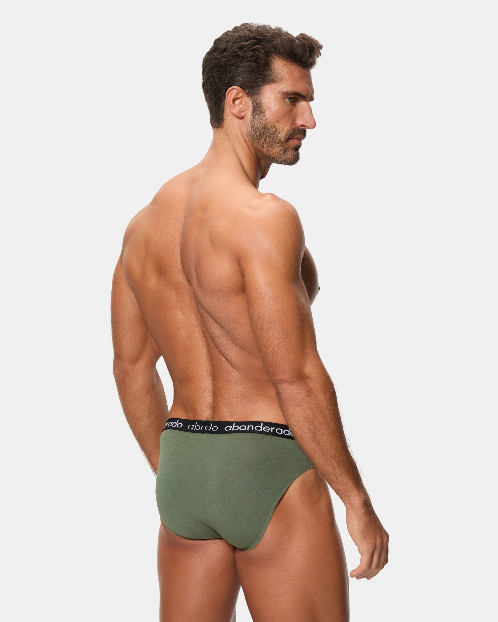Abanderado Pack of 2 men's elastic cotton briefs with a khaki and black elastic waistband