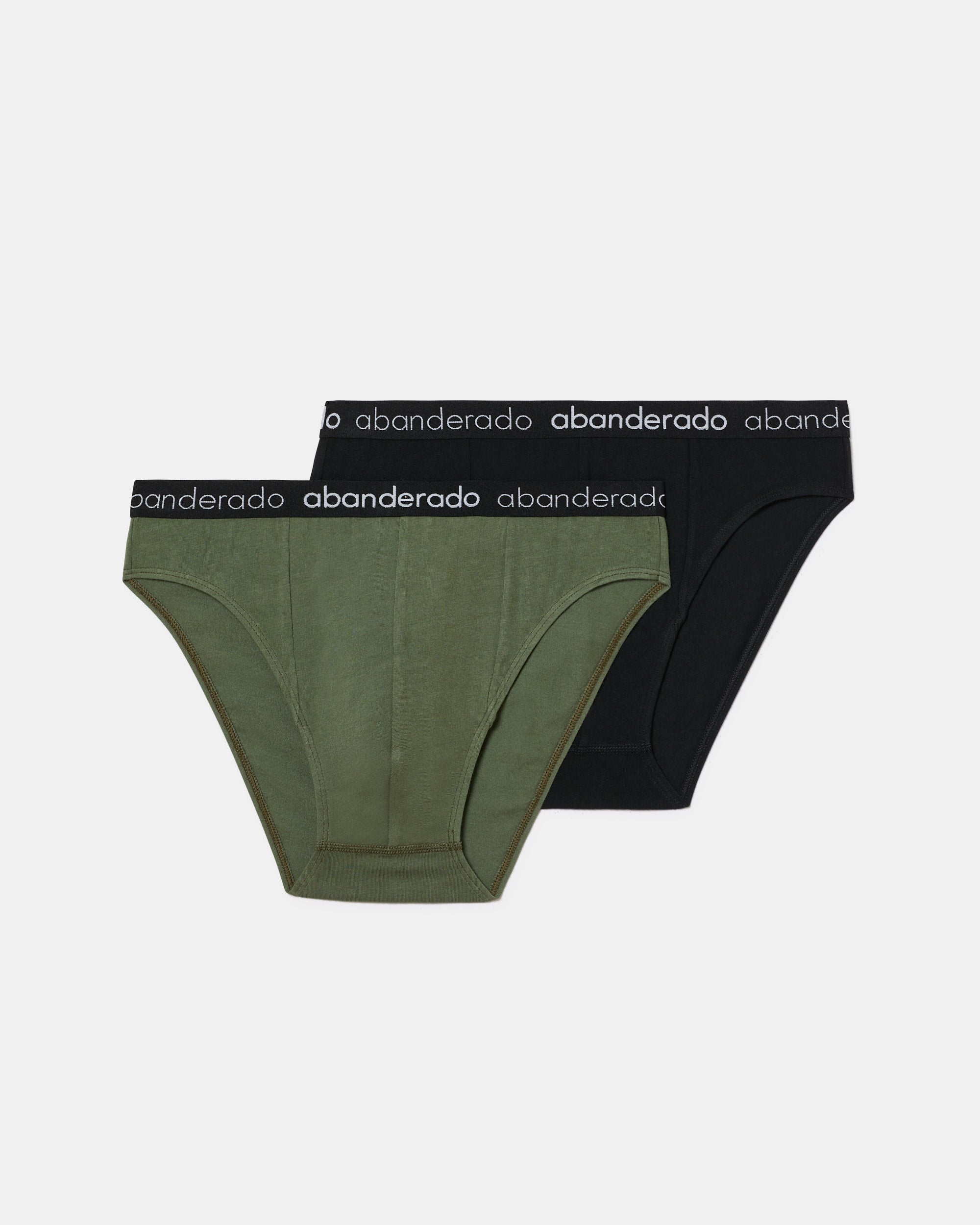 Abanderado Pack of 2 men's elastic cotton briefs with a khaki and black elastic waistband