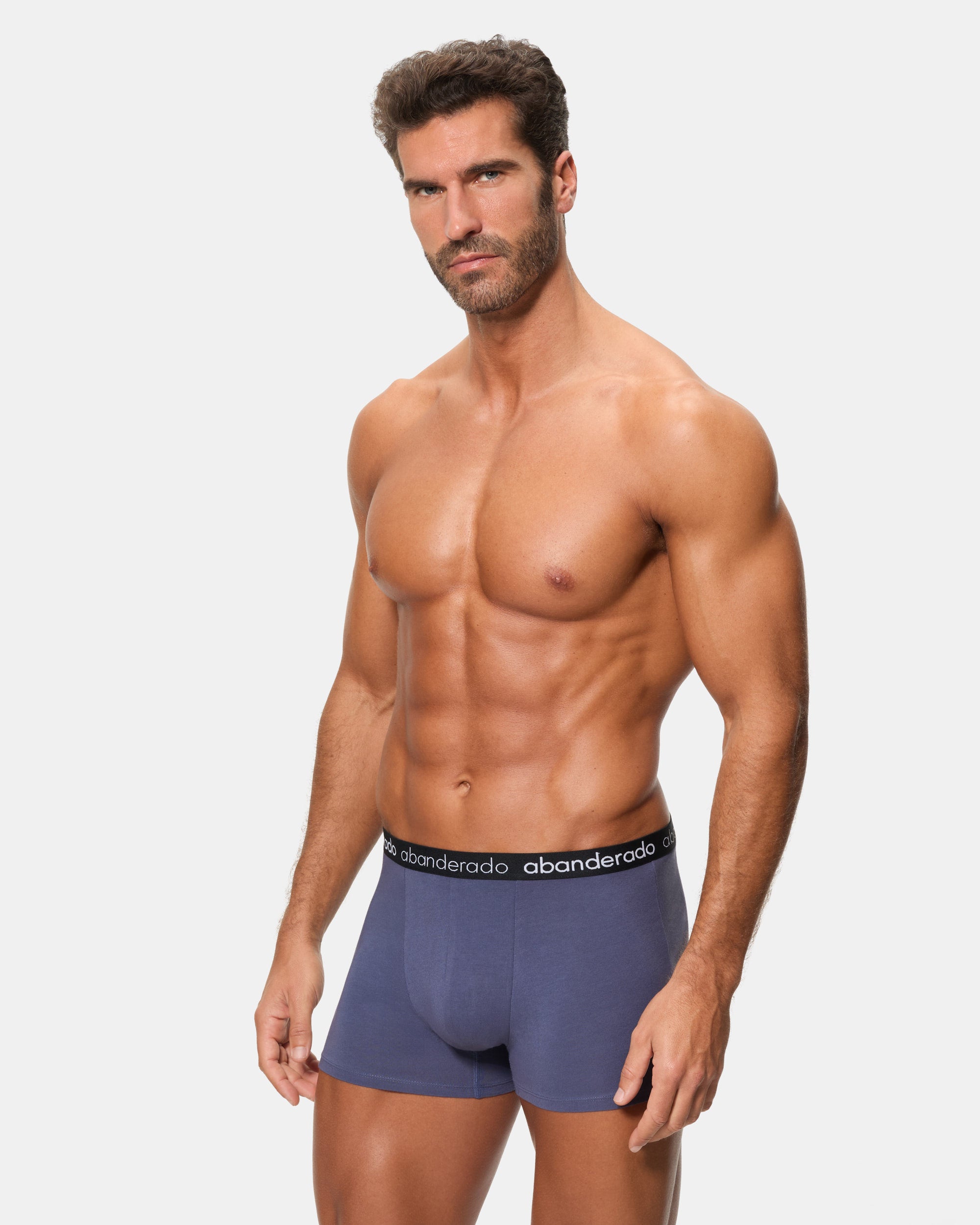 Abanderado Pack of 2 elastic cotton boxers with a blue-gray and blue elastic waistband for men