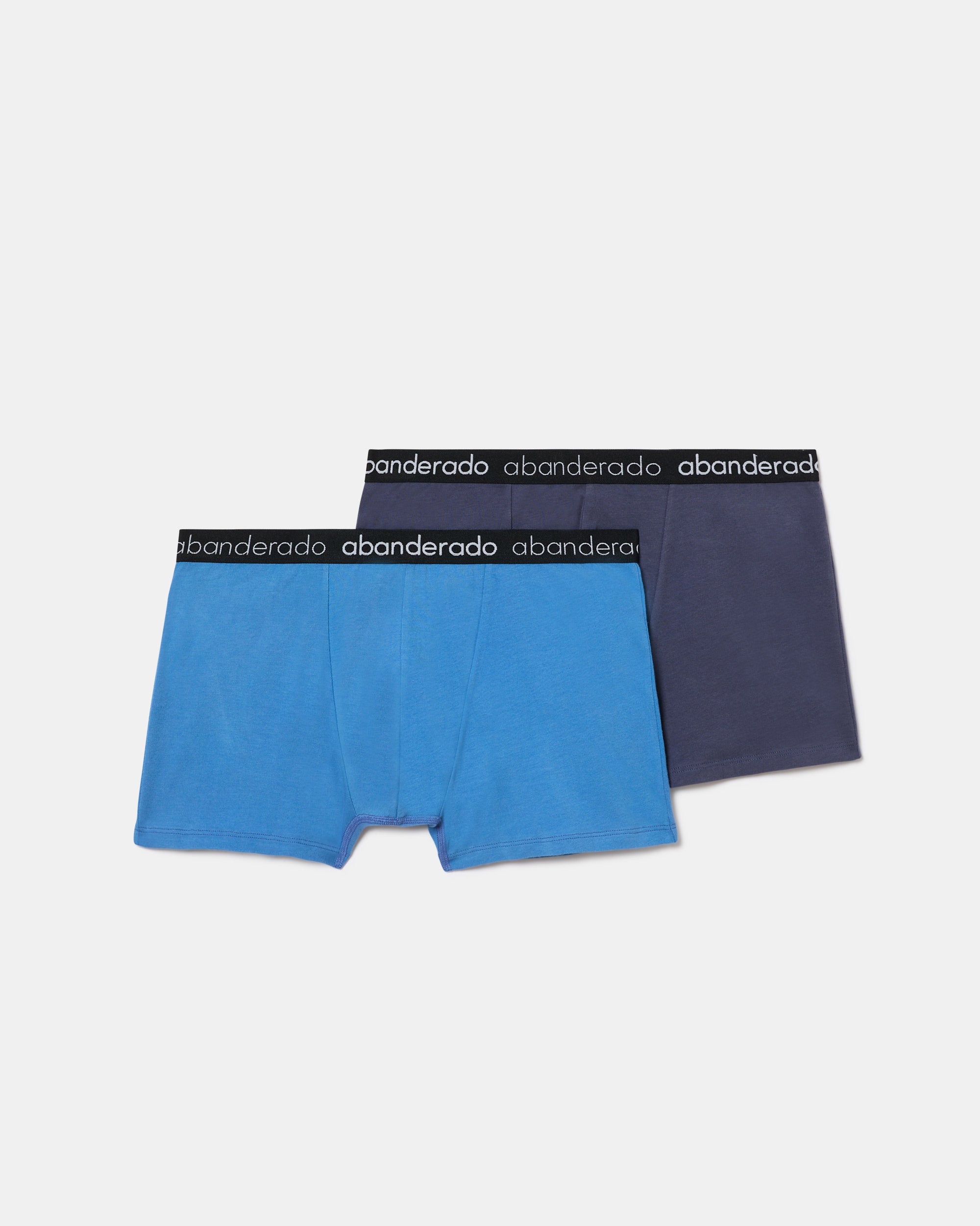 Abanderado Pack of 2 elastic cotton boxers with a blue-gray and blue elastic waistband for men