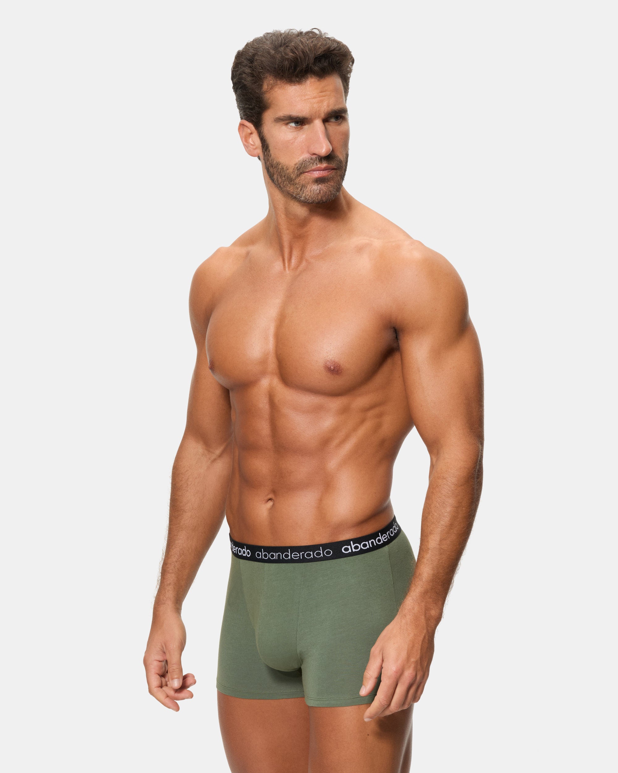 Abanderado Pack of 2 elastic cotton boxers with a khaki and black elastic waistband for men
