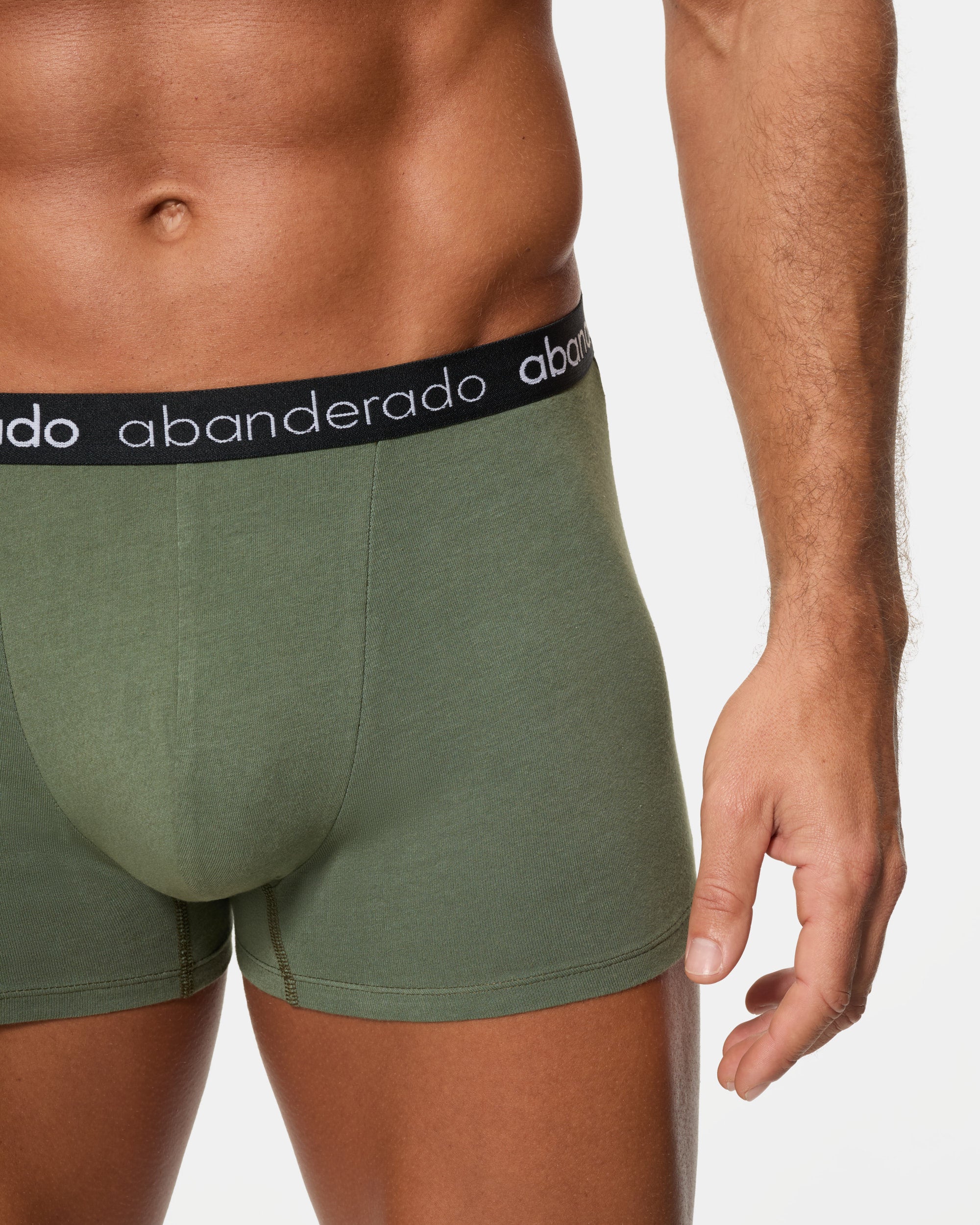 Abanderado Pack of 2 elastic cotton boxers with a khaki and black elastic waistband for men