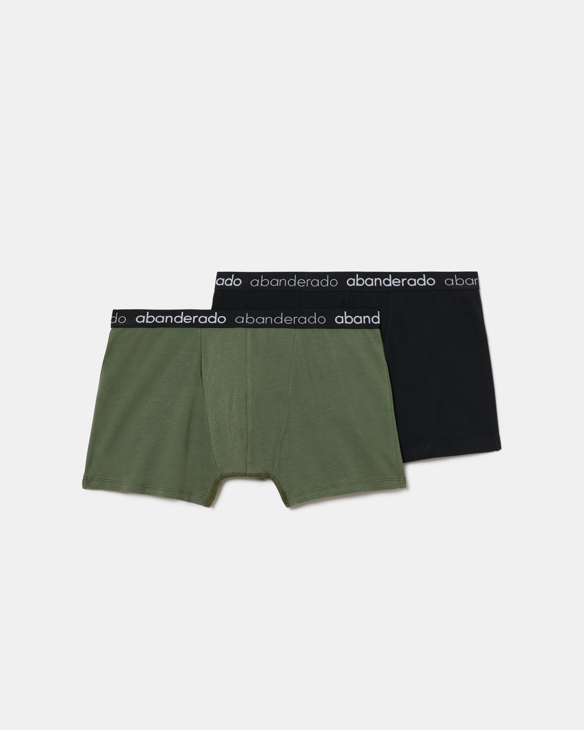 Abanderado Pack of 2 elastic cotton boxers with a khaki and black elastic waistband for men