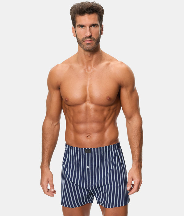 Abanderado Pack 2 Bóxers Tela 100% Algodón Estampados Rayas Azules y Granate Hombre