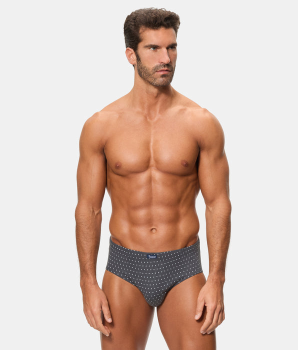 Abanderado Pack of 3 Mid-Length Boxer Briefs 100% Cotton Blue Stripes and Dots Print Men