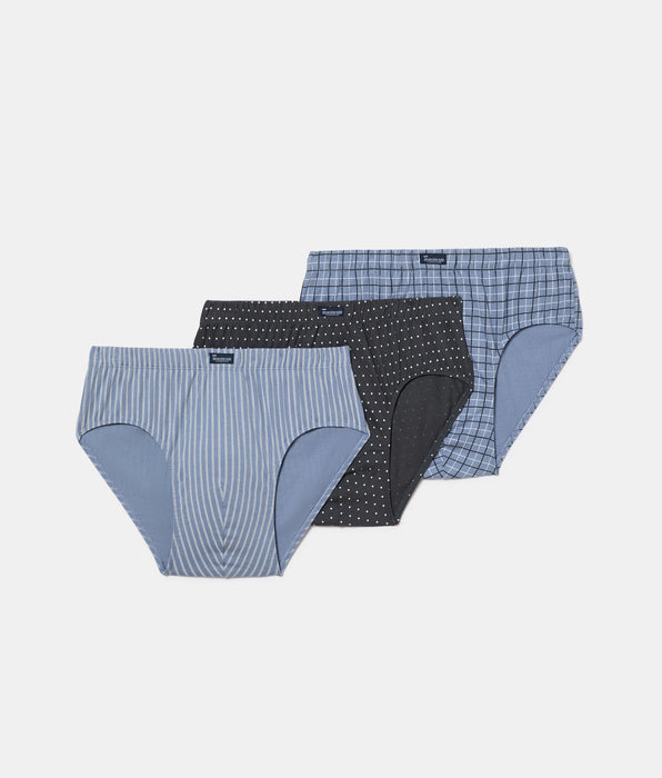 Abanderado Pack 3 Slips Semicortos Algodón 100% Estampados azul rayas y puntos hombre