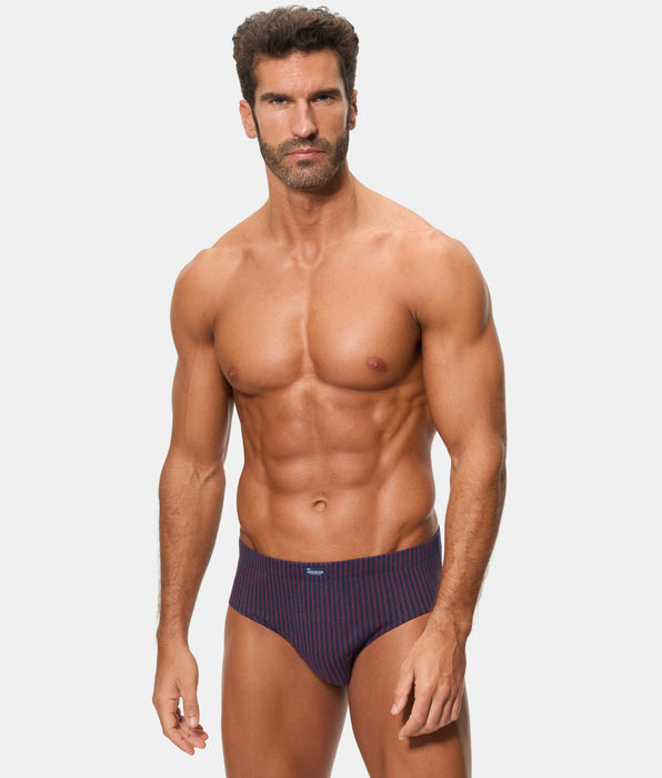 Abanderado Pack of 3 Mid-Length Boxer Briefs 100% Cotton Blue / Wine Print Men