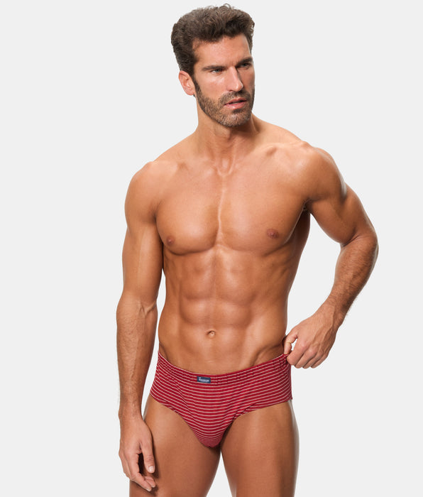 Abanderado Pack 3 Slips Semicortos Algodón 100% Estampados azul y vino hombre