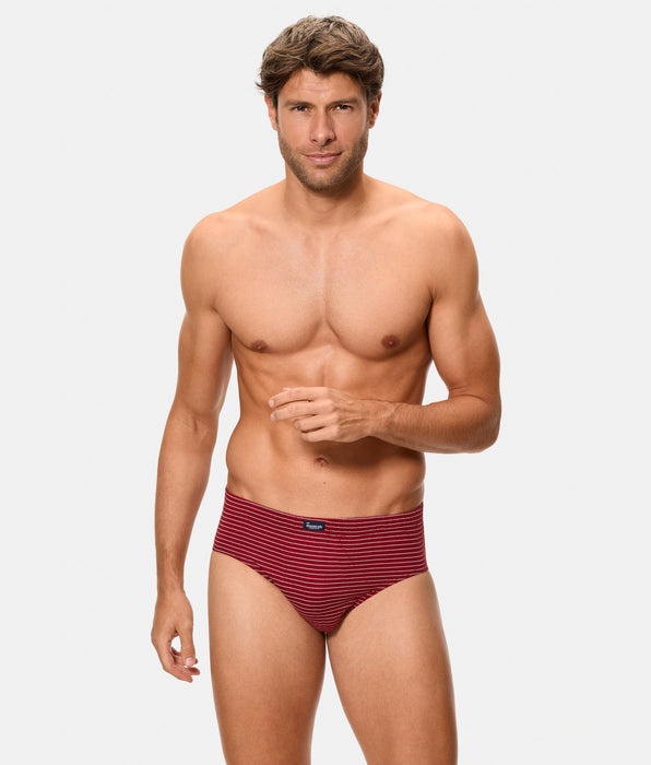 Abanderado Pack of 3 Mid-Length Boxer Briefs 100% Cotton Blue / Wine Print Men