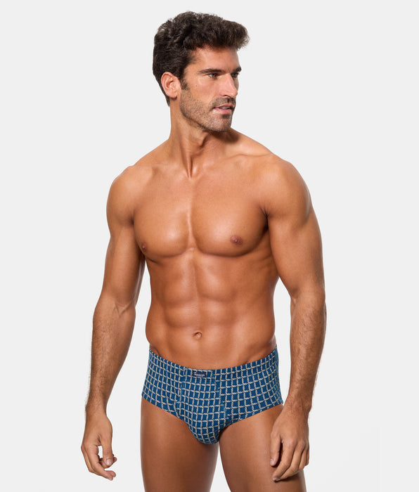 Abanderado Pack 3 Slips Abiertos Algodón 100% Estampados azul poseidón hombre