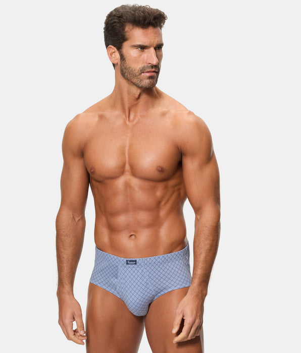 Abanderado Pack of 3 open briefs, 100% cotton, printed in light grey geo for men