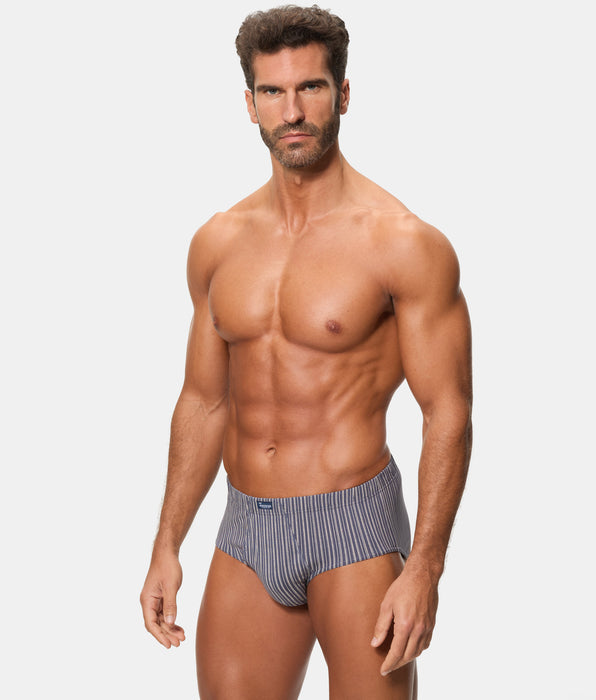 Abanderado Pack of 3 open briefs, 100% cotton, printed in light grey geo for men