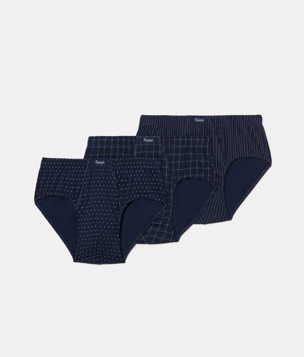 Abanderado Pack de 3 cuecas abertas 100% algodão com padrões geométricos escuros para homem