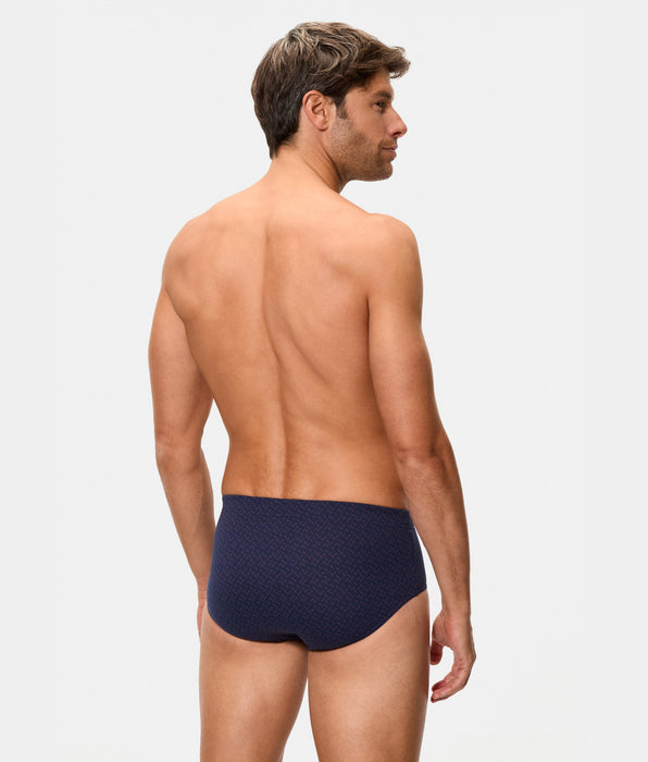 Abanderado Pack 3 Slips Abiertos Algodón 100% Estampados granate y azul rayas hombre