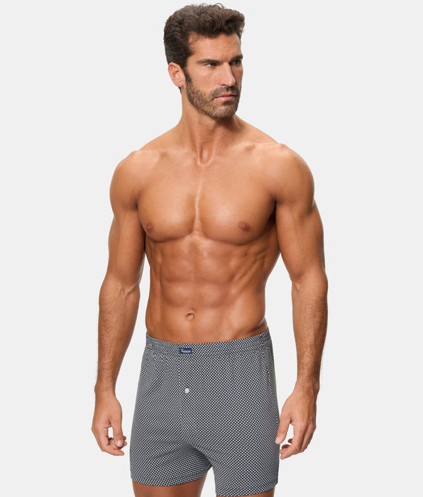 Abanderado Pack 2 Bóxers Abiertos Algodón 100% Estampados gris con puntitos y cuadros hombre
