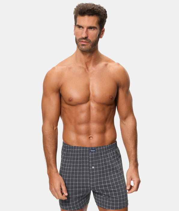 Abanderado Pack 2 Bóxers Abiertos Algodón 100% Estampados gris con puntitos y cuadros hombre