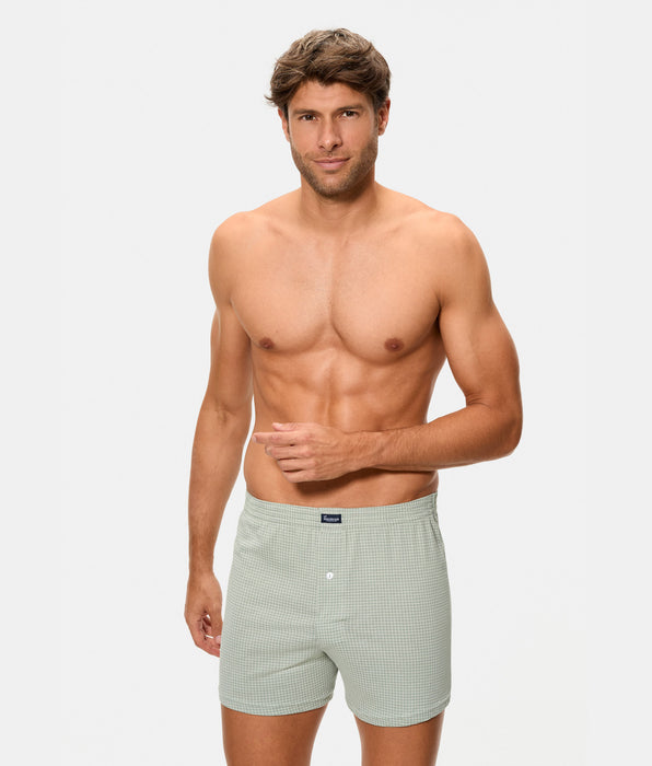 Abanderado Pack de 2 boxers abertos 100% algodão com estampado xadrez verde para homem