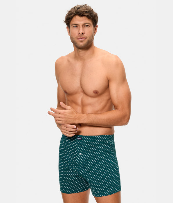 Abanderado Pack de 2 boxers abertos 100% algodão com estampado xadrez verde para homem