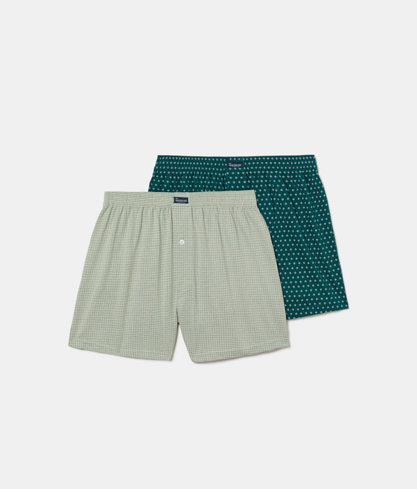Abanderado Pack 2 Bóxers Abiertos Algodón 100% Estampados cuadros verdes hombre