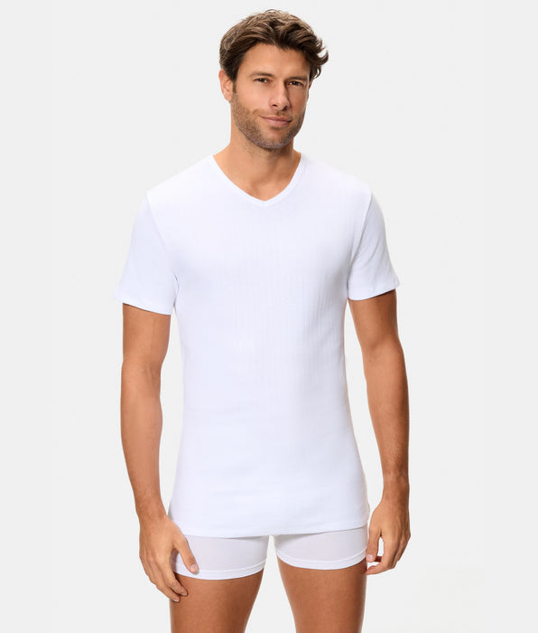 Abanderado Camiseta interior térmica de hombre de manga corta cuello pico