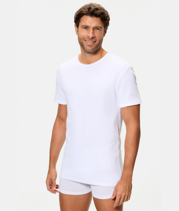 Abanderado Camiseta interior térmica de hombre de manga corta cuello redondo canalé