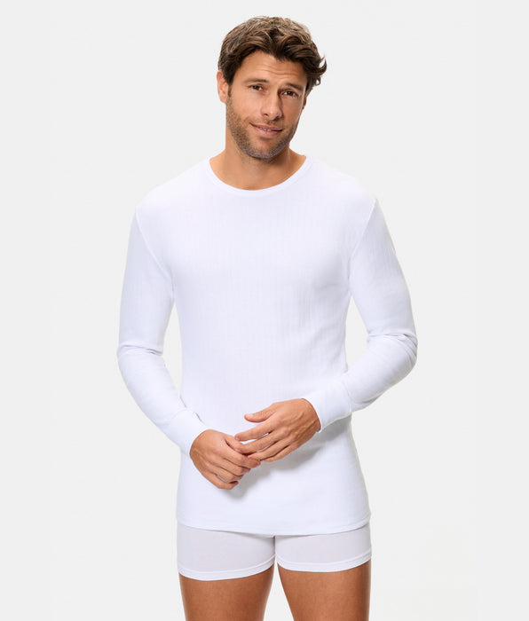 Abanderado Camiseta Térmica Manga Larga Cuello Redondo Algodón 100% blanca hombre