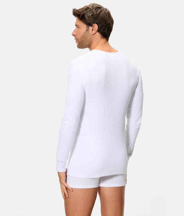 Abanderado Camiseta Térmica Manga Larga Cuello Redondo Algodón 100% blanca hombre